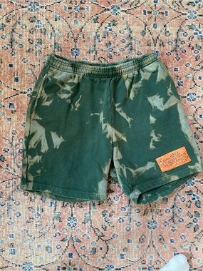 Extra Vitamins Green Tie-Dye Athletic Shorts with Orange Patch